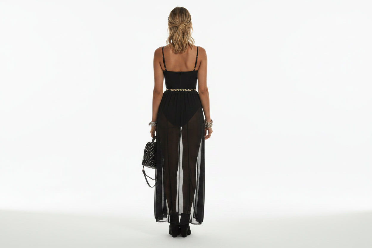 Robe longue femme festival avec transparence et fentes | Coupe féminine + Style élégant + Facile à accessoiriser – ROBEMODE