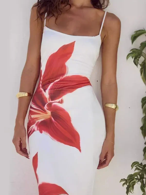 Robe longue femme à fines bretelles imprimé floral | Coupe féminine + Style élégant + Facile à accessoiriser – ROBEMODE