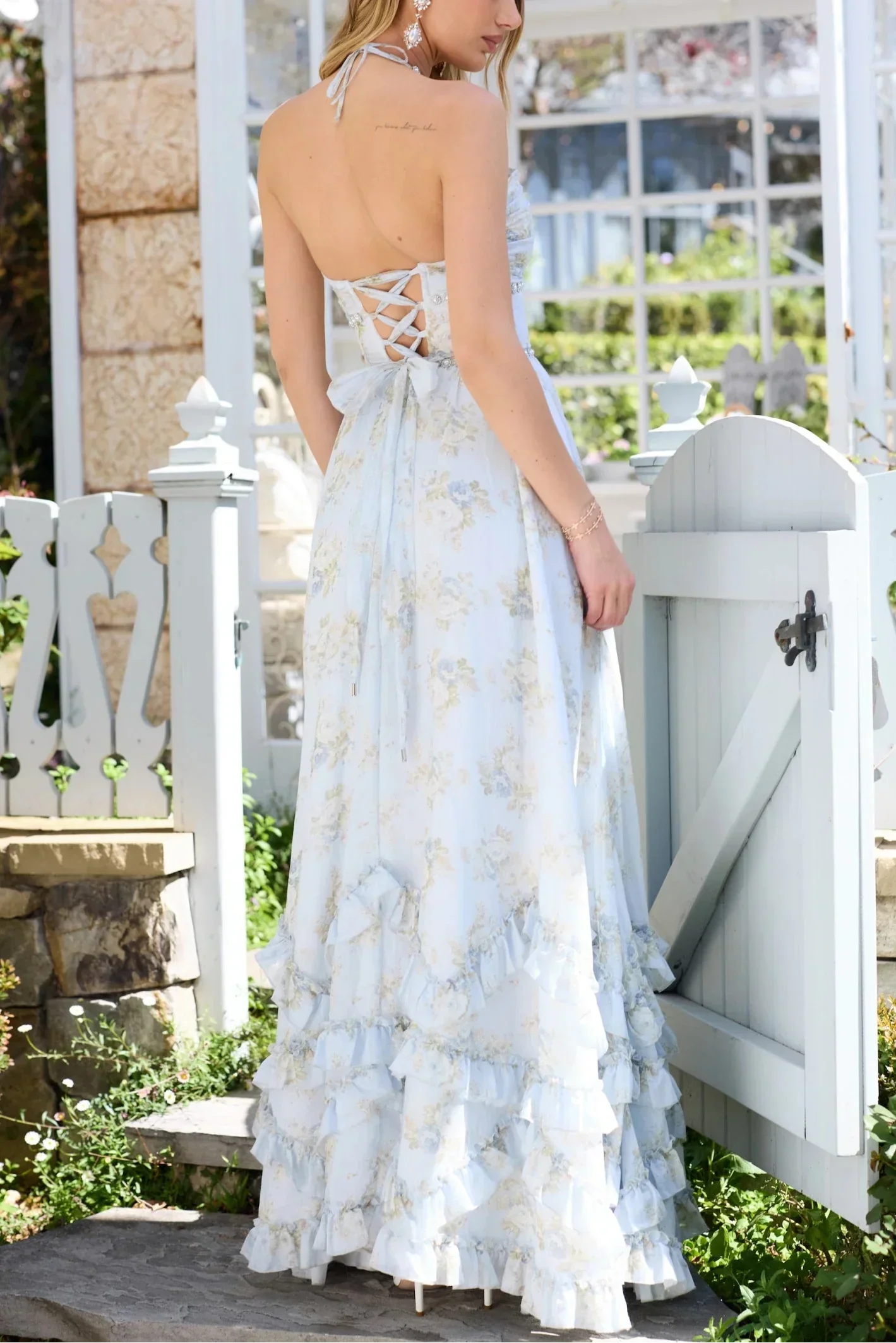 Robe longue fleurie fendue femme | ROBEMODE
