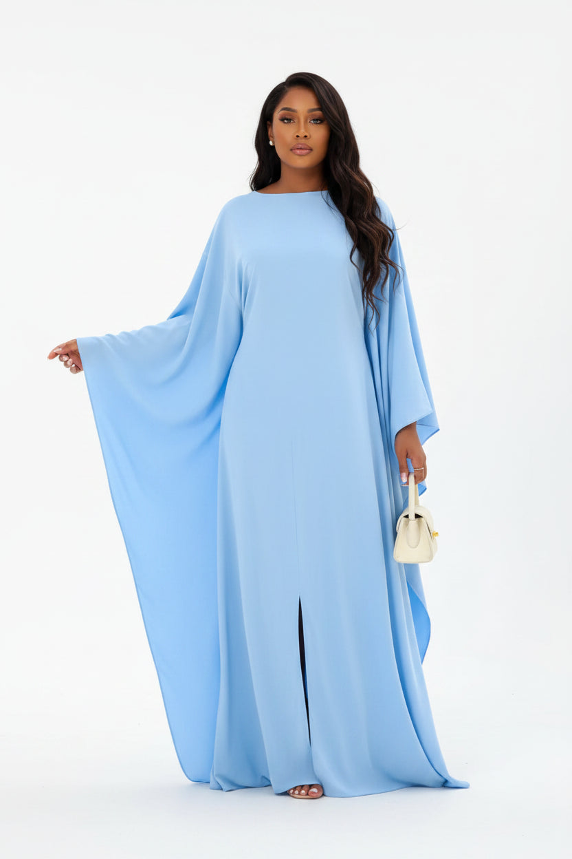 Robe longue femme manches longues drapées fluides | ROBEMODE