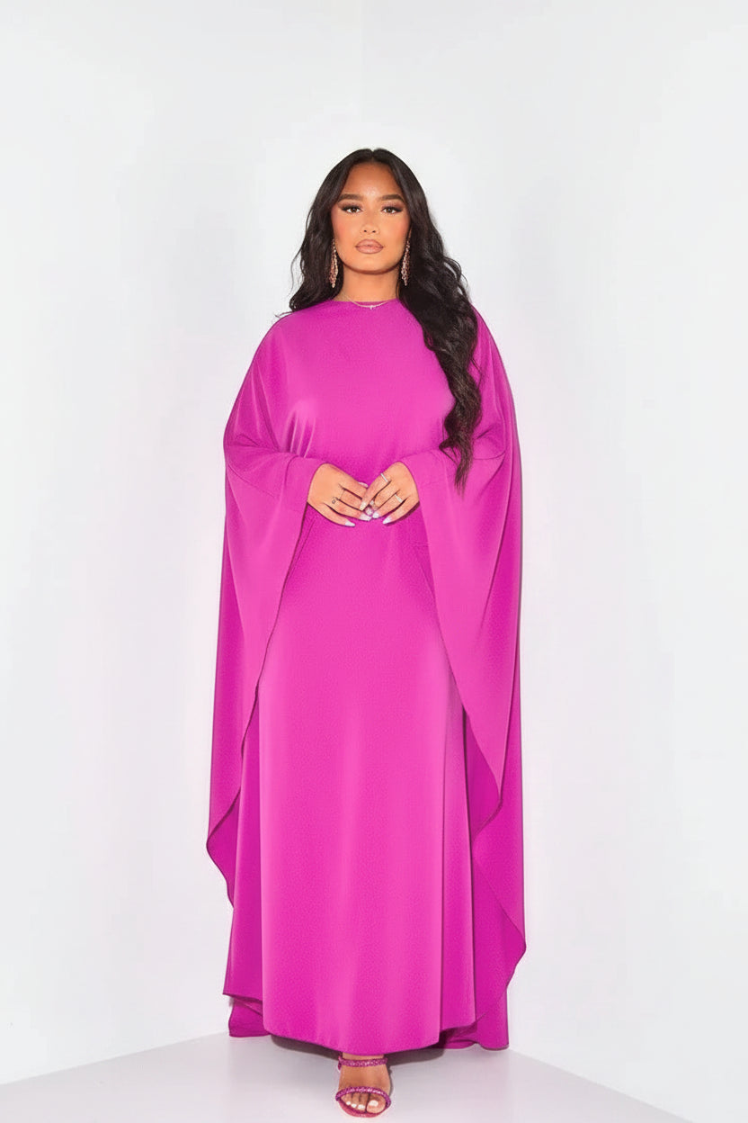 Robe longue femme manches longues drapées fluides | ROBEMODE