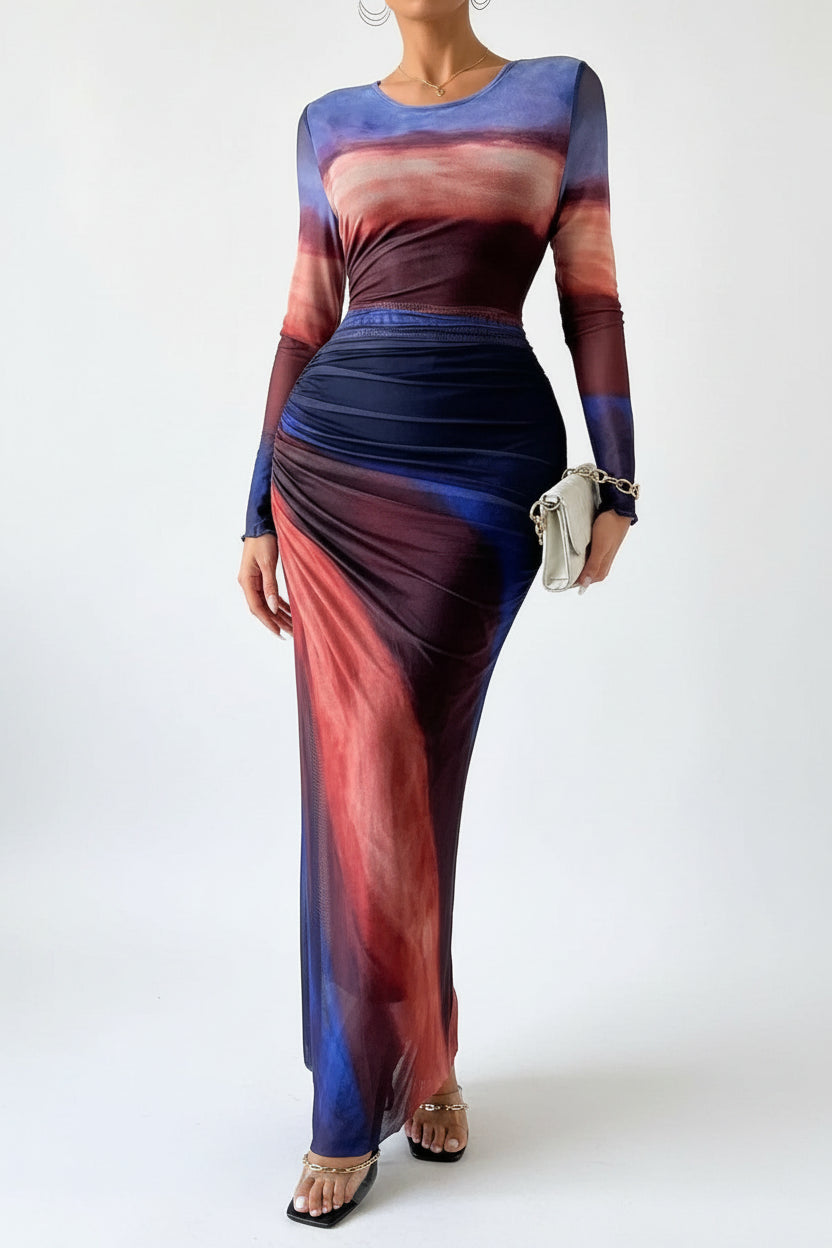 Robe longue femme à manches longues et motif unique | Coupe féminine + Style élégant + Facile à accessoiriser – ROBEMODE