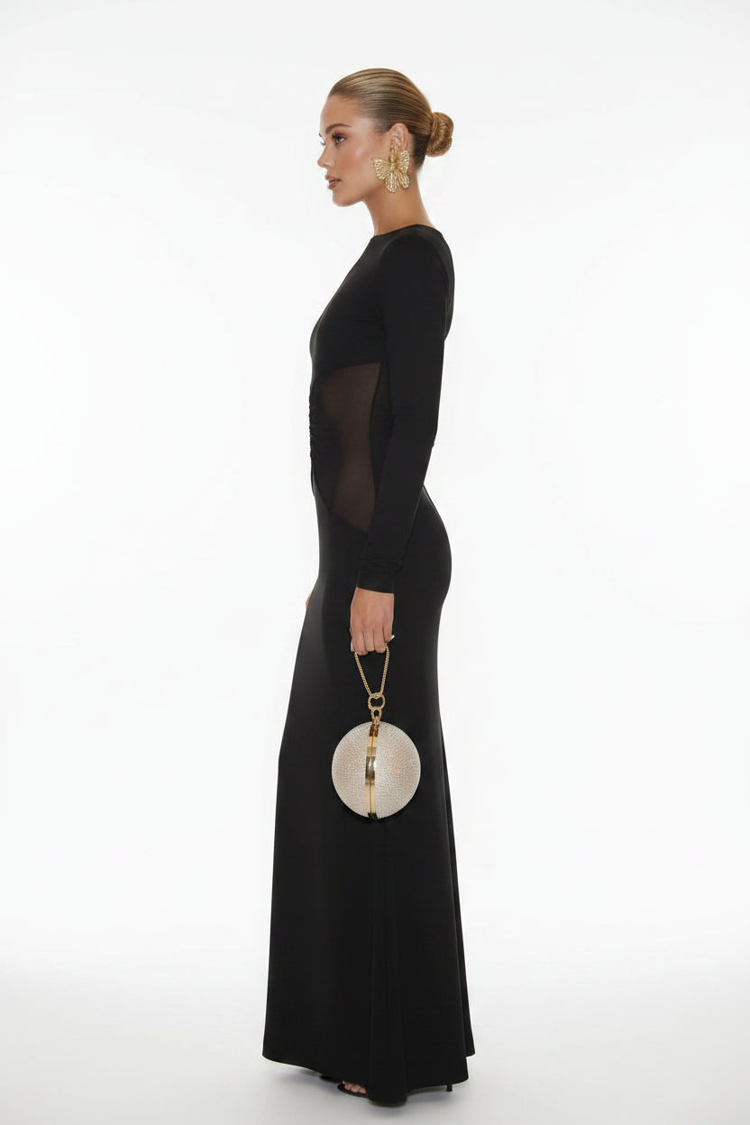 Robe longue femme noire a manches longues | Coupe féminine + Style élégant + Facile à accessoiriser – ROBEMODE