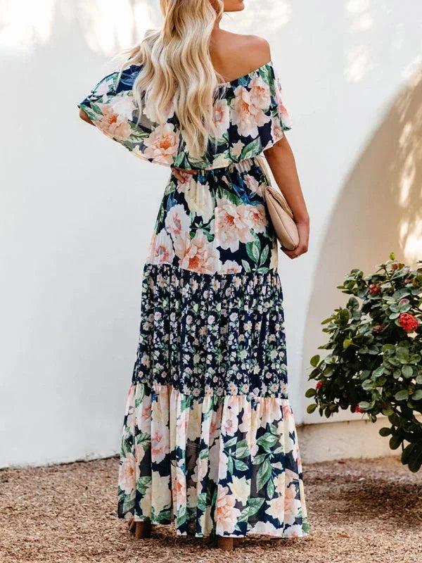 Robe longue femme épaules dénudées avec motifs floraux | Coupe féminine + Style élégant + Facile à accessoiriser – ROBEMODE