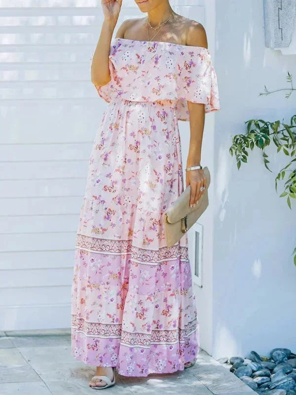 Robe longue femme épaules dénudées avec motifs floraux | Coupe féminine + Style élégant + Facile à accessoiriser – ROBEMODE