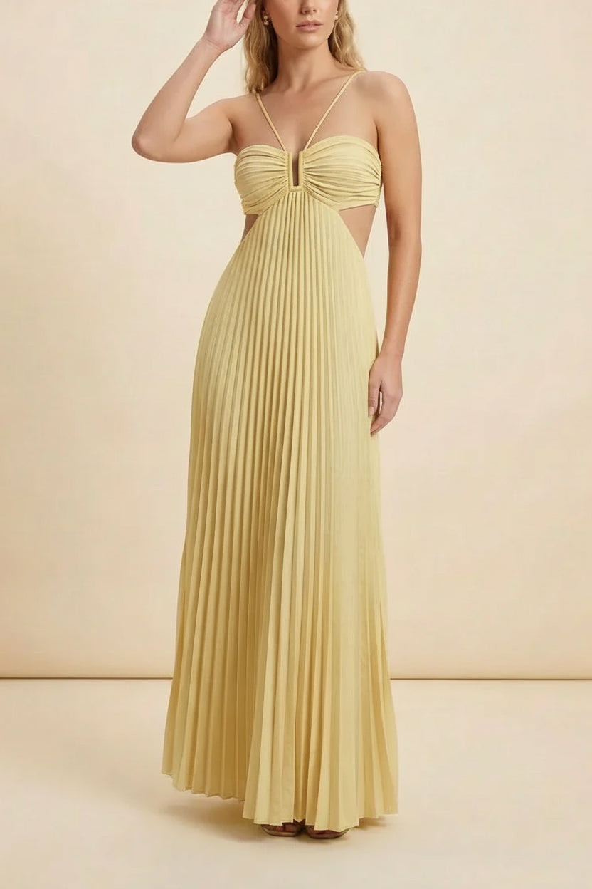 Robe longue femme plissée dos nu | ROBEMODE