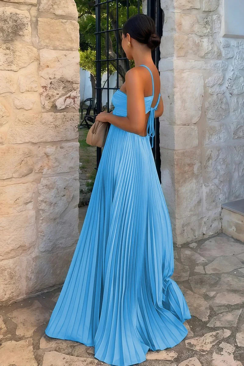 Robe longue femme plissée dos nu | ROBEMODE