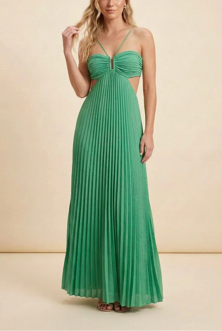 Robe longue femme plissée dos nu | ROBEMODE