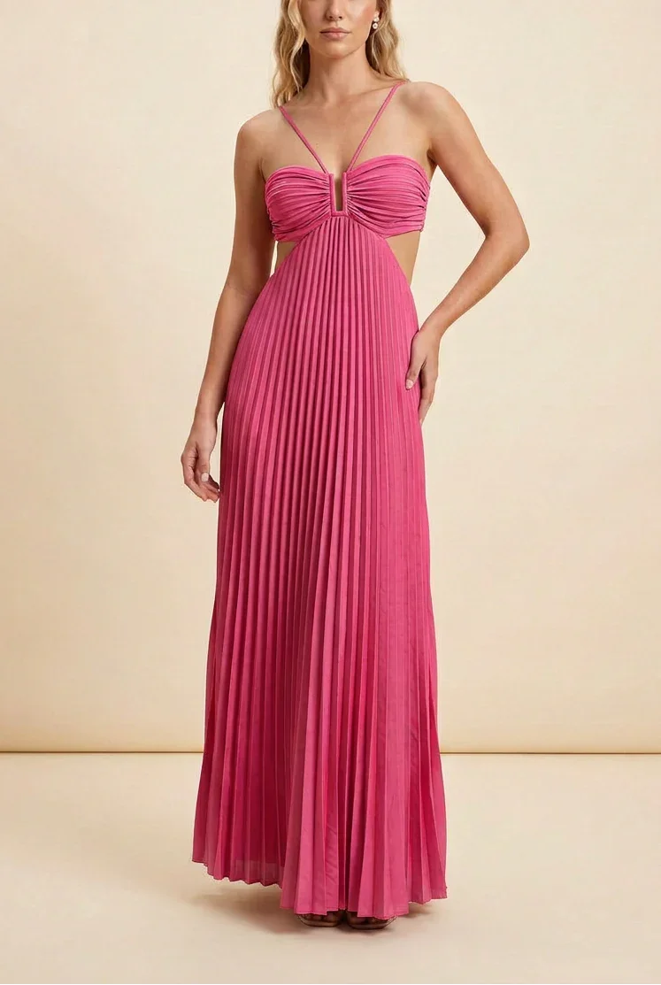 Robe longue femme plissée dos nu | ROBEMODE