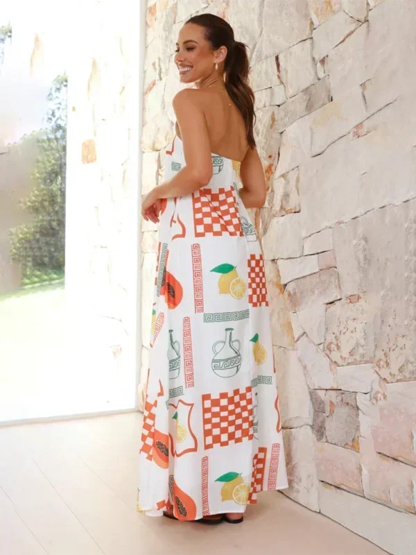 Robe longue femme sans bretelles à motifs estivaux | Coupe féminine + Style élégant + Facile à accessoiriser – ROBEMODE