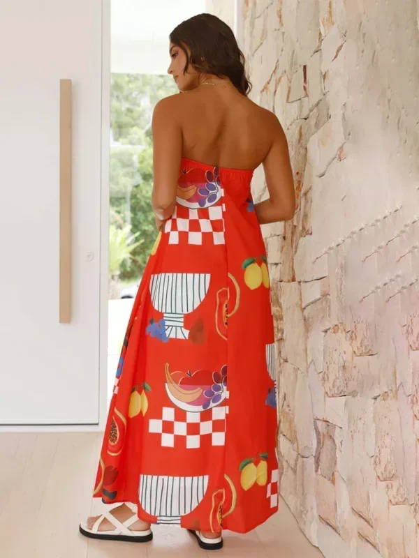 Robe longue femme sans bretelles à motifs estivaux | Coupe féminine + Style élégant + Facile à accessoiriser – ROBEMODE