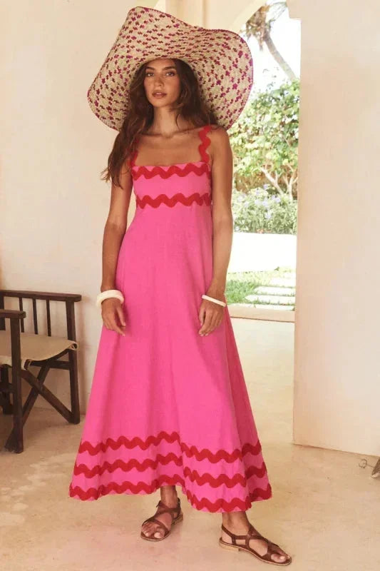 Robe Longue Sans Manches Bord Ondulé Imprimé 11 Coloris | ROBEMODE