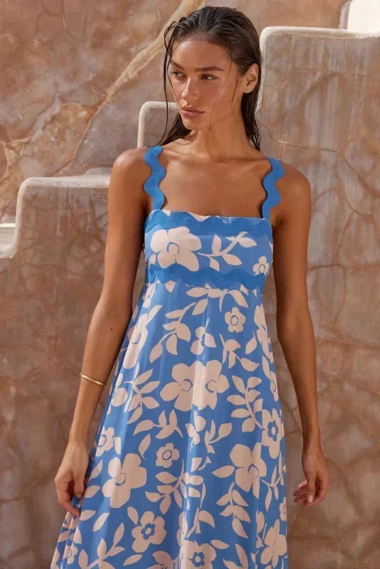 Robe Longue Sans Manches Bord Ondulé Imprimé 11 Coloris | ROBEMODE