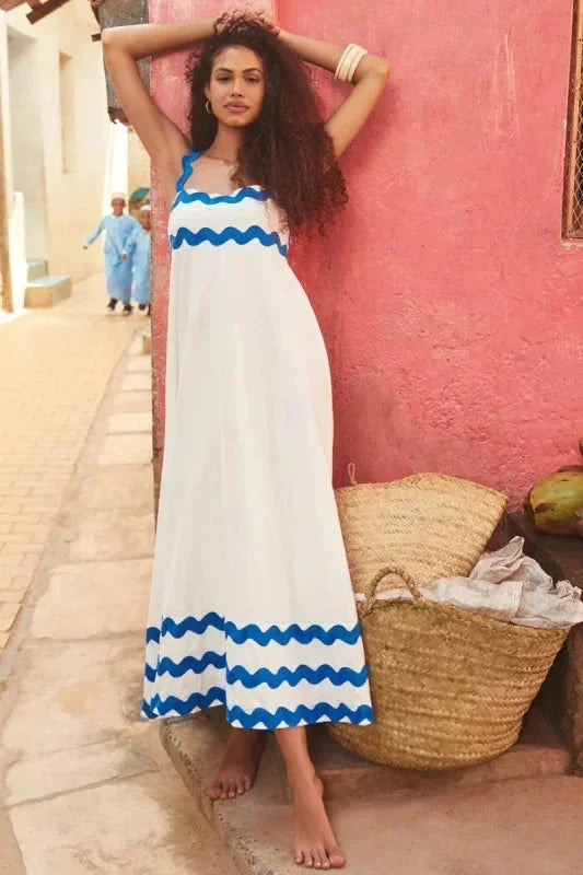 Robe Longue Sans Manches Bord Ondulé Imprimé 11 Coloris | ROBEMODE