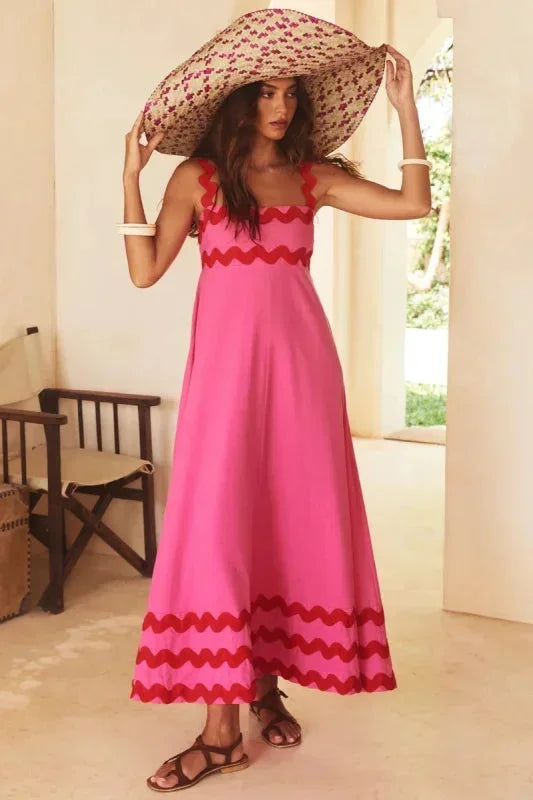 Robe Longue Sans Manches Bord Ondulé Imprimé 11 Coloris | ROBEMODE