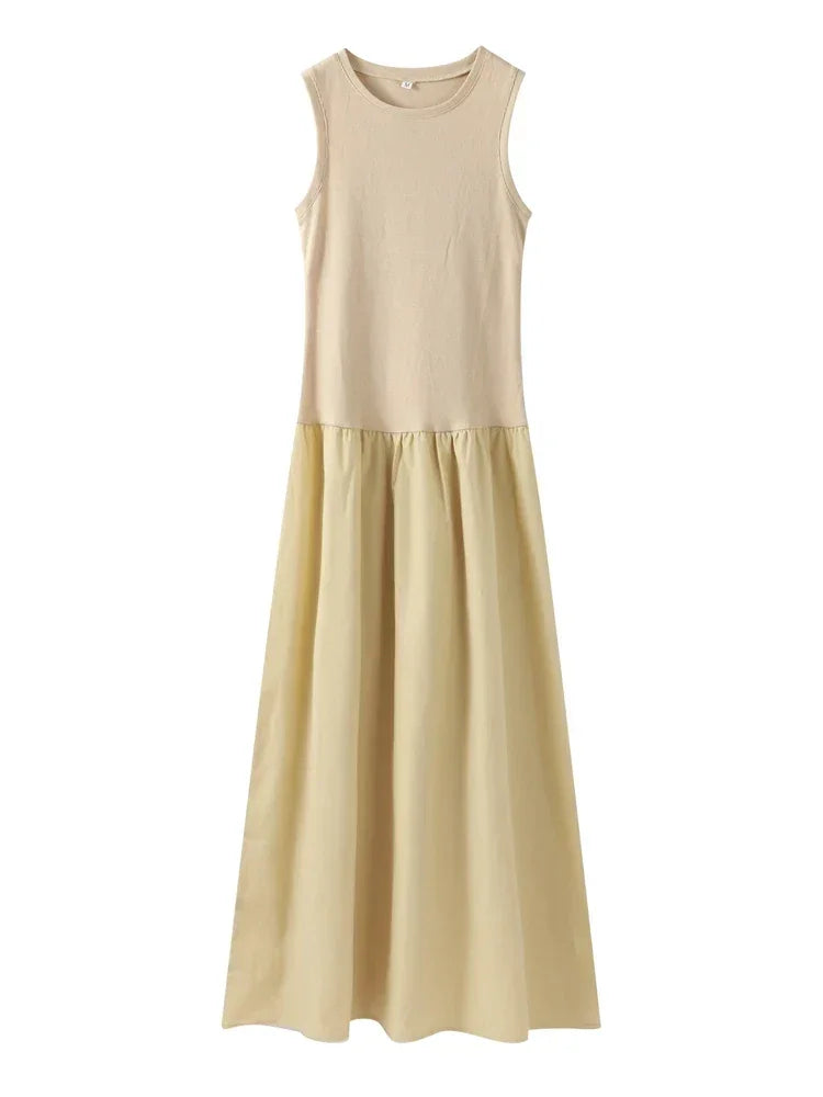 Robe longue femme sans manches avec jupe évasée | ROBEMODE