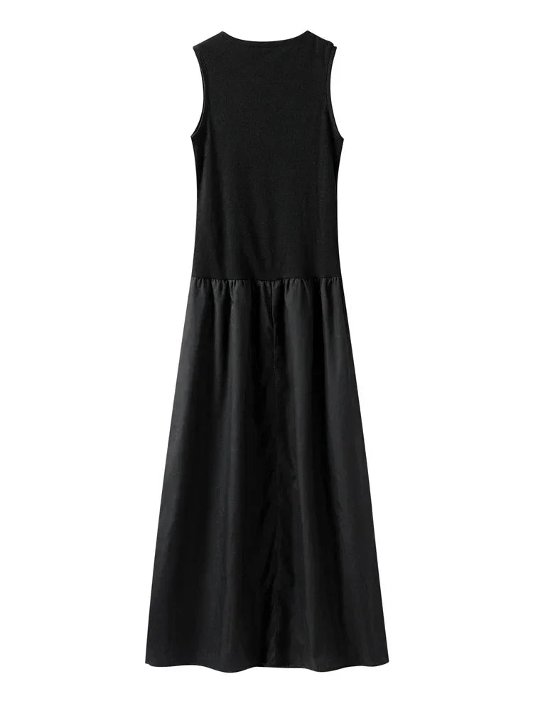 Robe longue femme sans manches avec jupe évasée | ROBEMODE