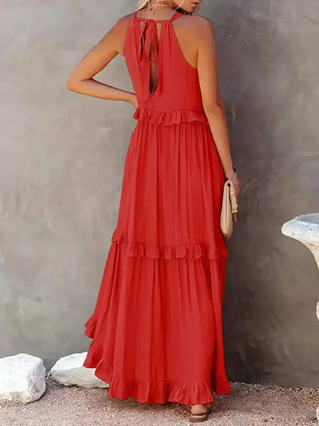 Robe Longue Sans Manches Volants Superposés 8 Coloris | ROBEMODE