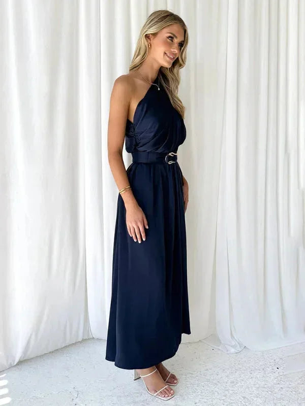 Robe longue femme une épaule avec ceinture | Coupe féminine + Style élégant + Facile à accessoiriser – ROBEMODE