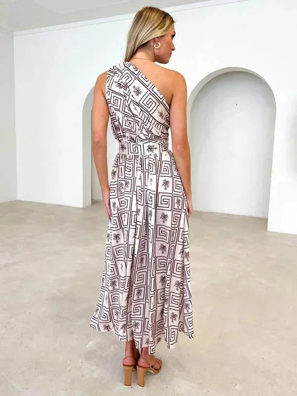 Robe longue femme une épaule avec ceinture | Coupe féminine + Style élégant + Facile à accessoiriser – ROBEMODE