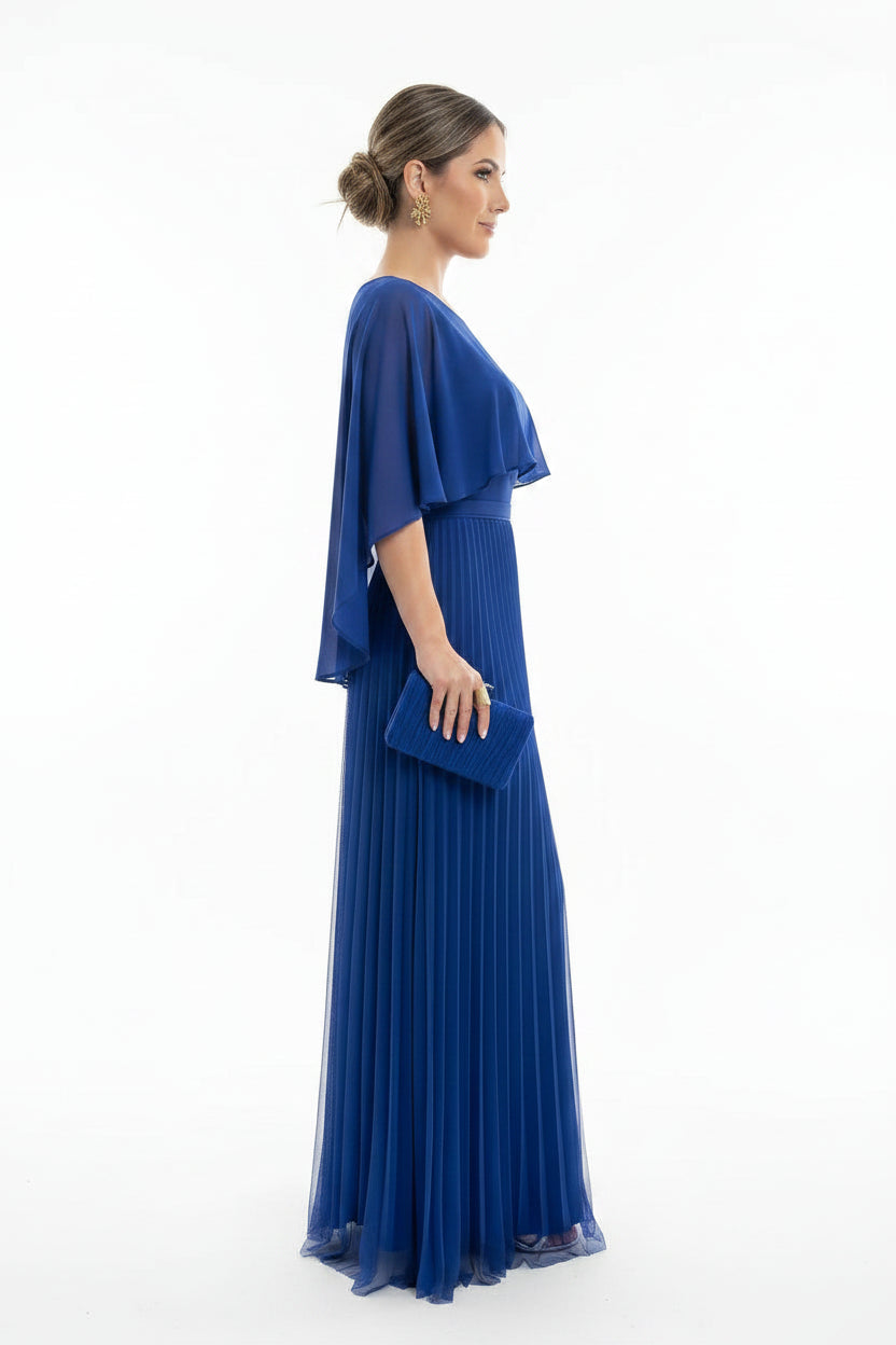Robe Longue Plissée Manches Fluides Col Rond 2 Coloris Grande Taille | ROBEMODE