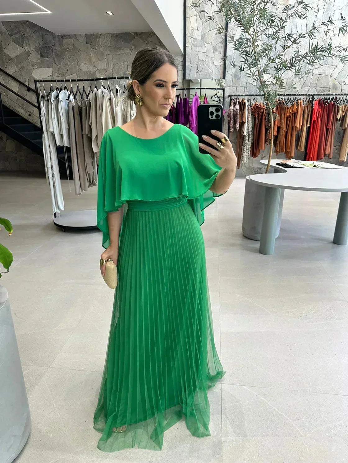 Robe Longue Plissée Manches Fluides Col Rond 2 Coloris Grande Taille | ROBEMODE