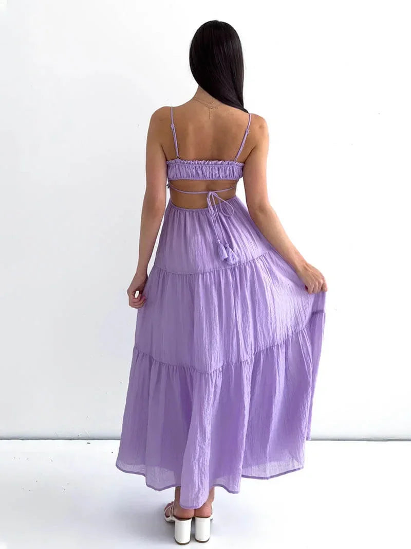 Robe longue été avec volants et bretelles délicates | Coupe féminine + Style élégant + Facile à accessoiriser – ROBEMODE
