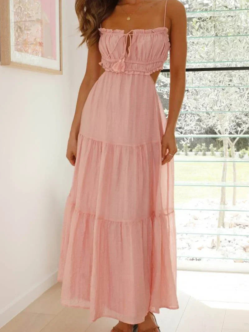 Robe longue été avec volants et bretelles délicates | Coupe féminine + Style élégant + Facile à accessoiriser – ROBEMODE