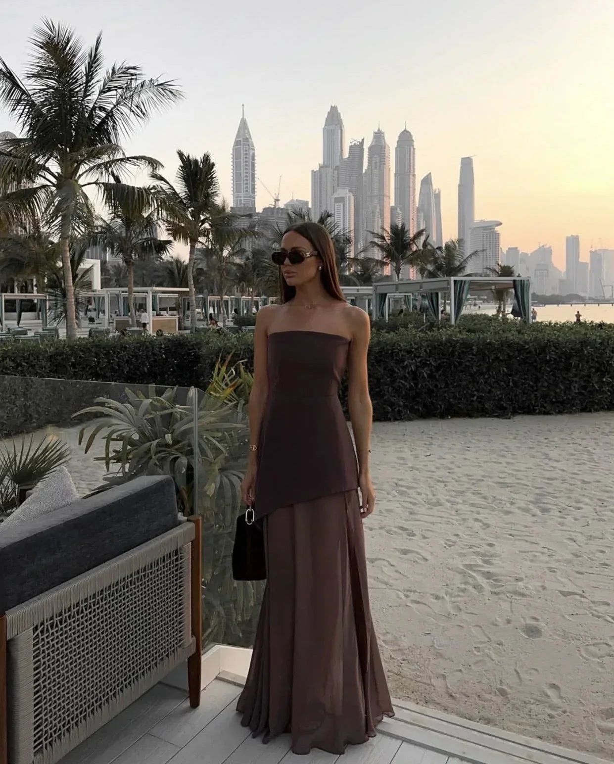 Robe longue sans manches fente bustier 2 coloris | ROBEMODE
