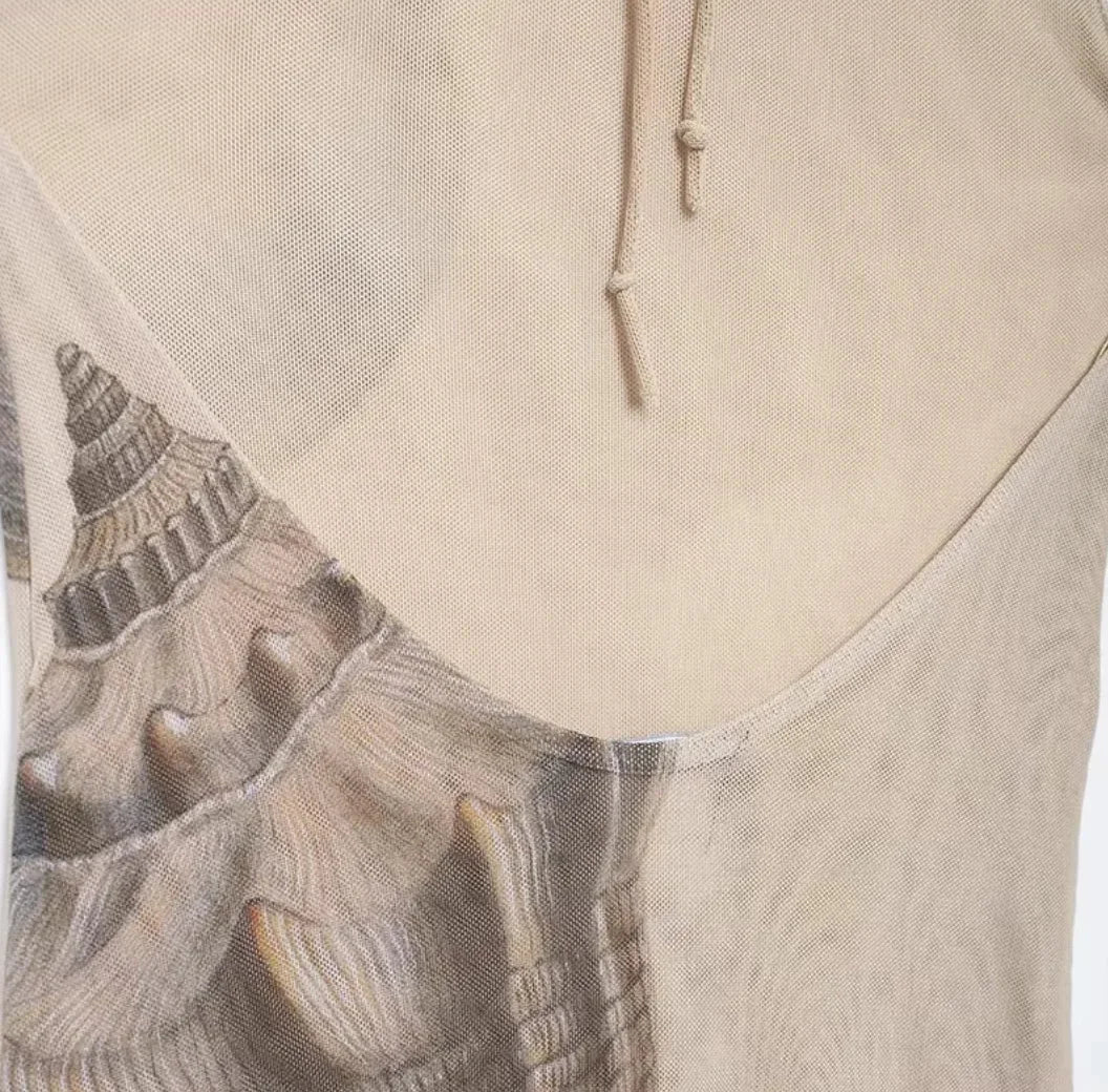 Robe longue femme sans manches beige motif coquillage | Coupe féminine + Style élégant + Facile à accessoiriser – ROBEMODE