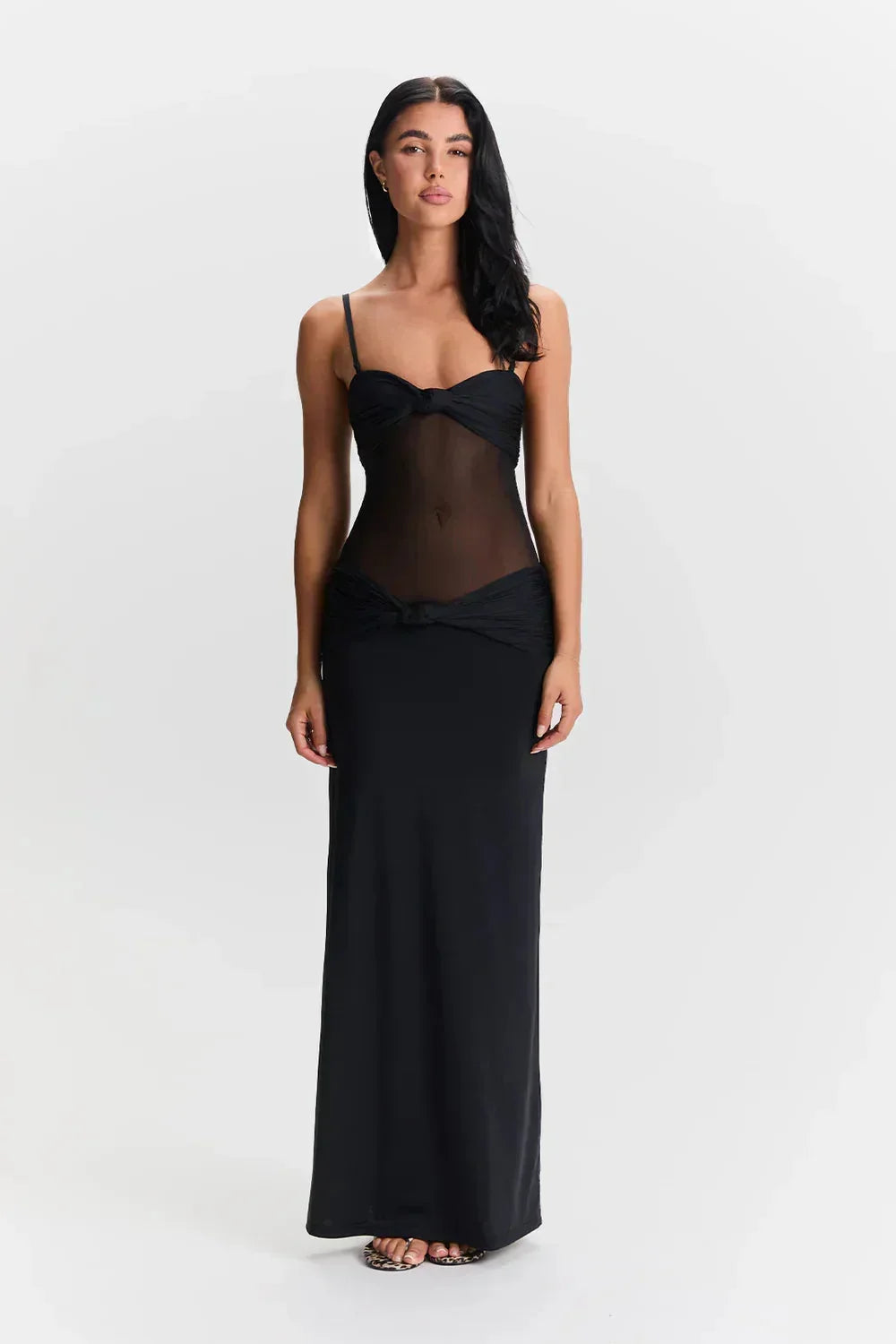 Robe longue bustier avec transparence et nœuds | Coupe féminine + Style élégant + Facile à accessoiriser – ROBEMODE