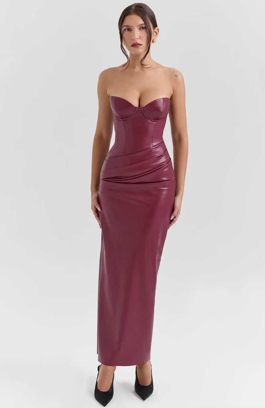 Robe Longue Bustier Fendue Coupe Ajustée Soirée 2 Coloris | ROBEMODE