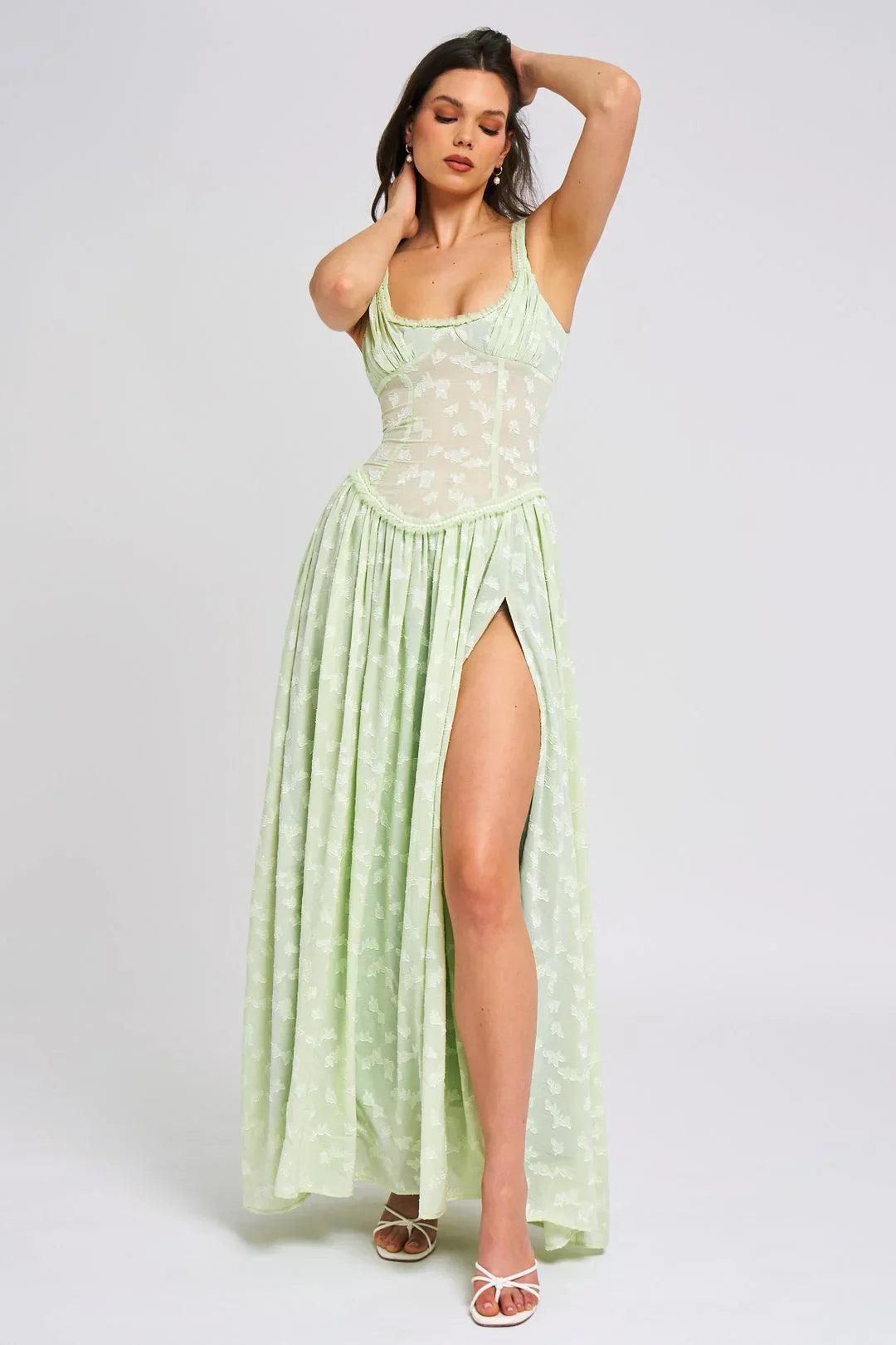 Robe Longue Femme Bretelles Fente Haute Élégante | ROBEMODE