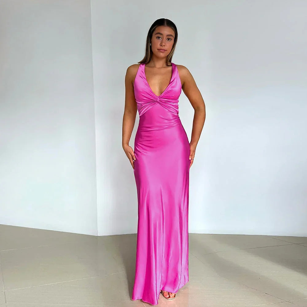Robe Maxi Femme Décolleté Croisé Dos Nu Fluide Été | ROBEMODE