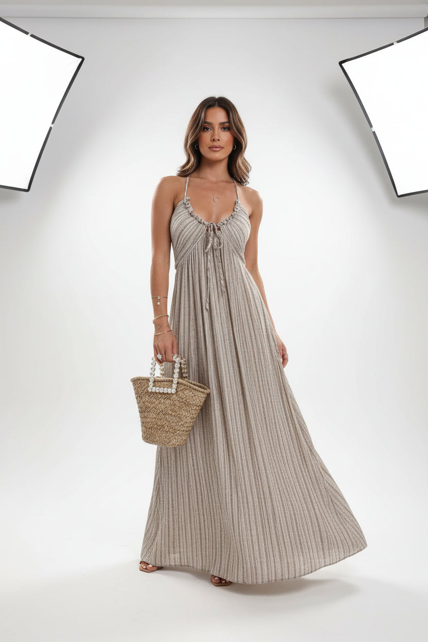 Robe longue femme avec tissu fluide et bretelles | Coupe féminine + Style élégant + Facile à accessoiriser – ROBEMODE