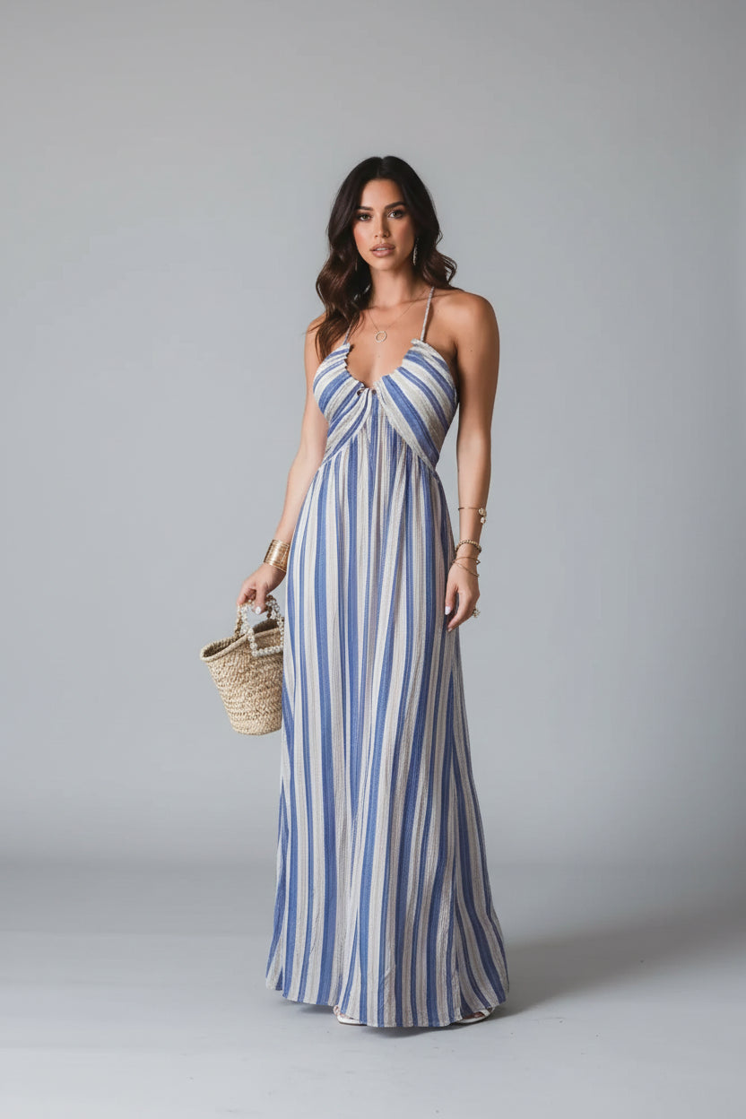 Robe longue femme avec tissu fluide et bretelles | Coupe féminine + Style élégant + Facile à accessoiriser – ROBEMODE