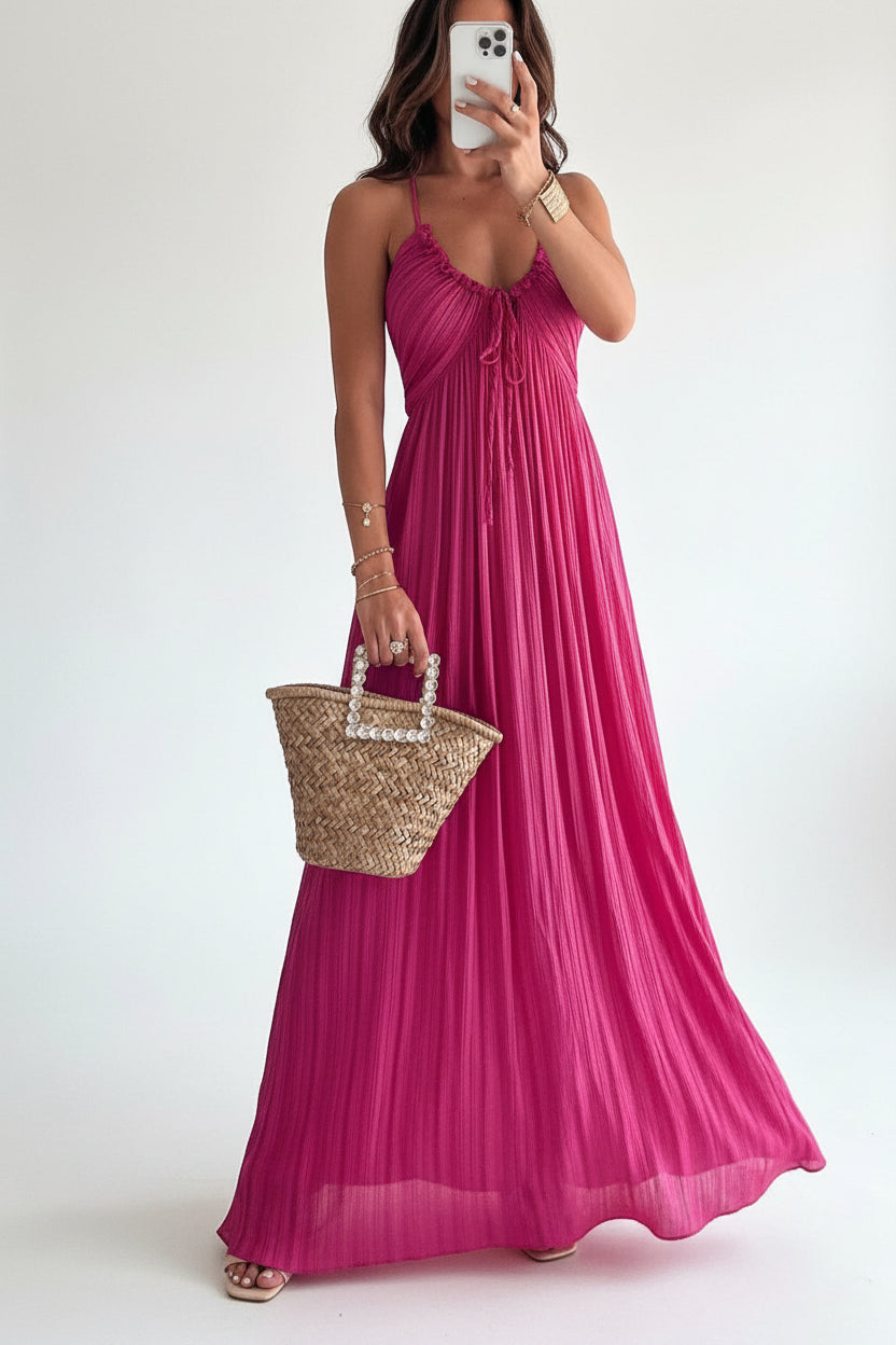 Robe longue femme avec tissu fluide et bretelles | Coupe féminine + Style élégant + Facile à accessoiriser – ROBEMODE