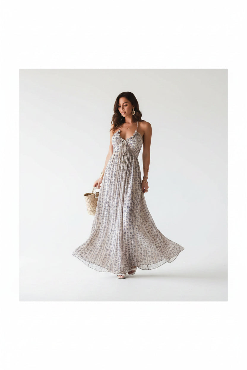 Robe longue femme avec tissu fluide et bretelles | Coupe féminine + Style élégant + Facile à accessoiriser – ROBEMODE
