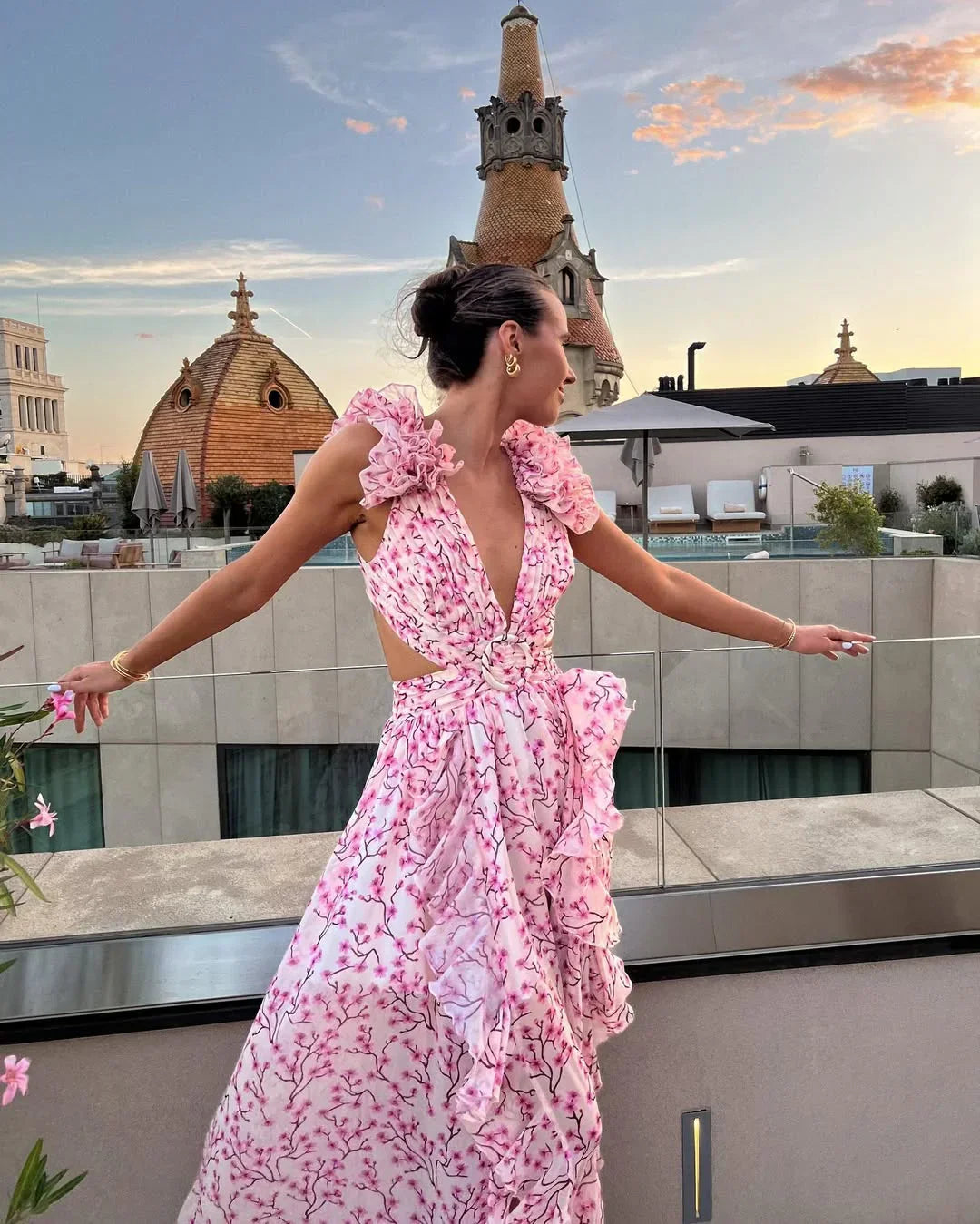 Robe longue fleurie sans manches été femme | ROBEMODE