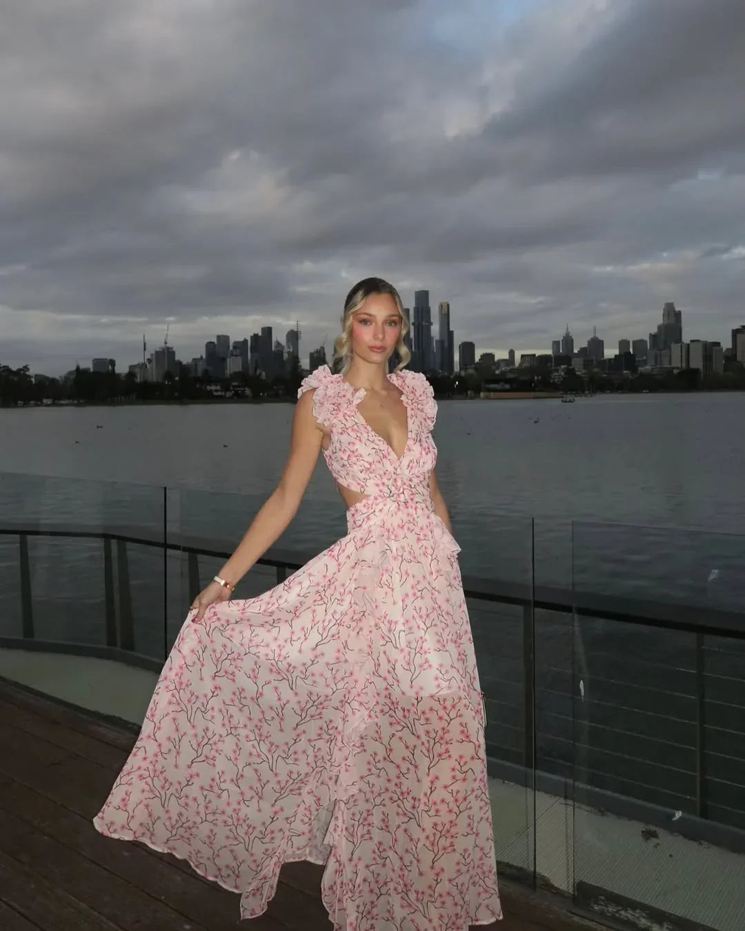 Robe longue fleurie sans manches été femme | ROBEMODE