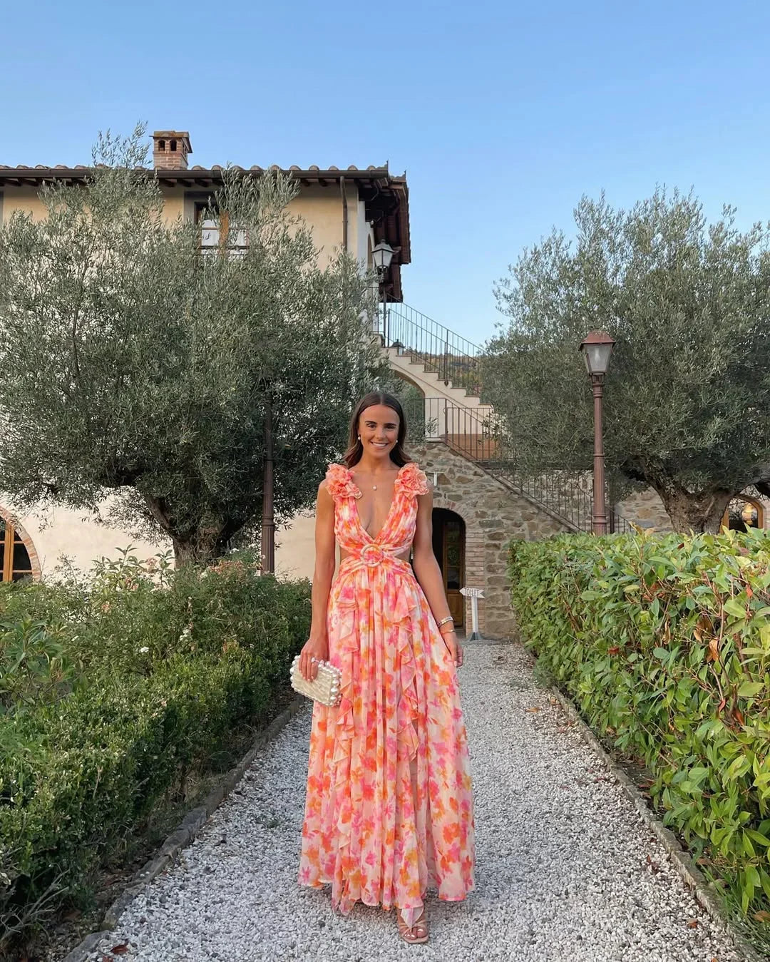 Robe longue fleurie sans manches été femme | ROBEMODE
