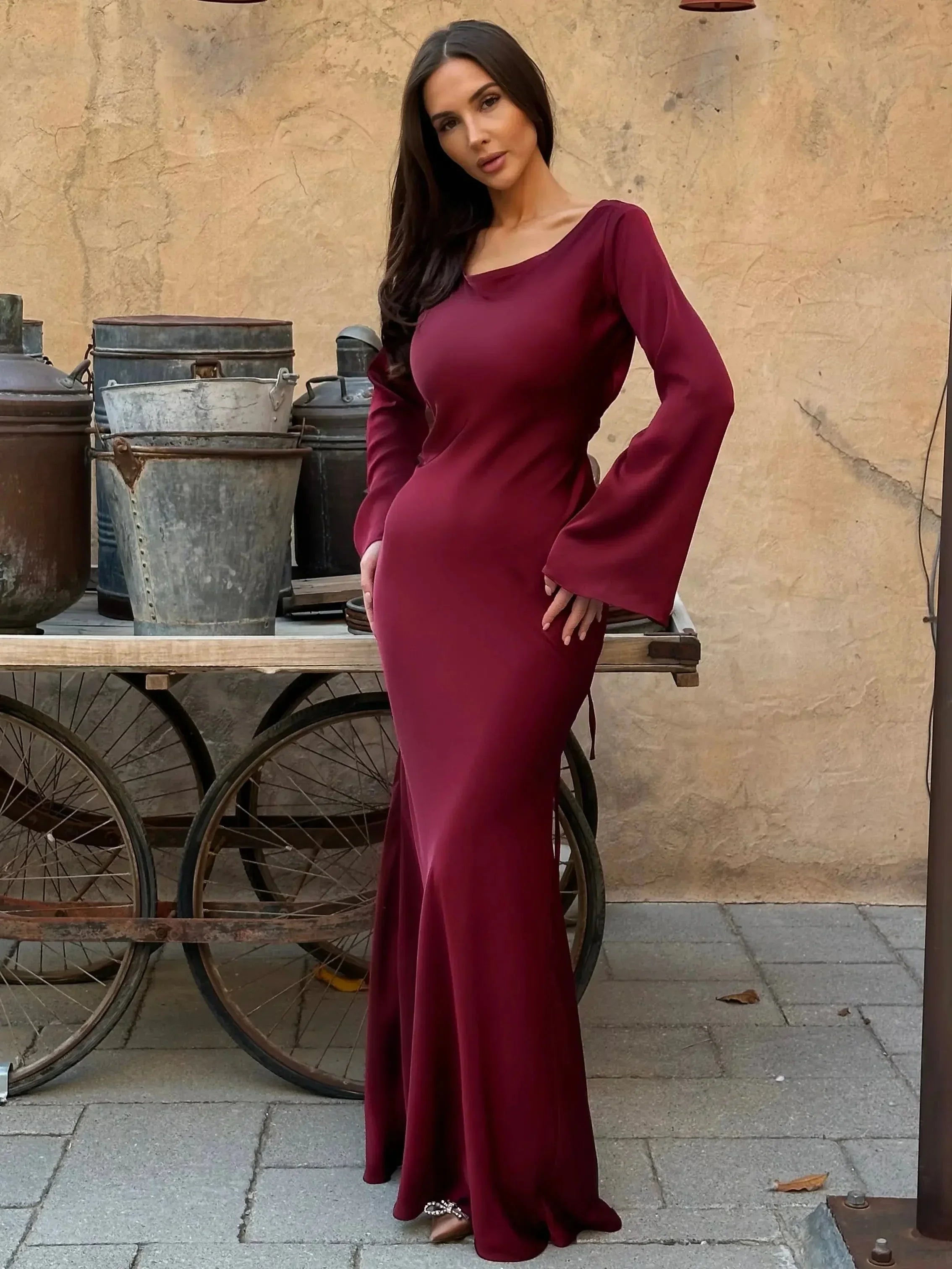 Robe Maxi Manches Longues Invitée Mariage 3 Coloris Grande Taille | ROBEMODE