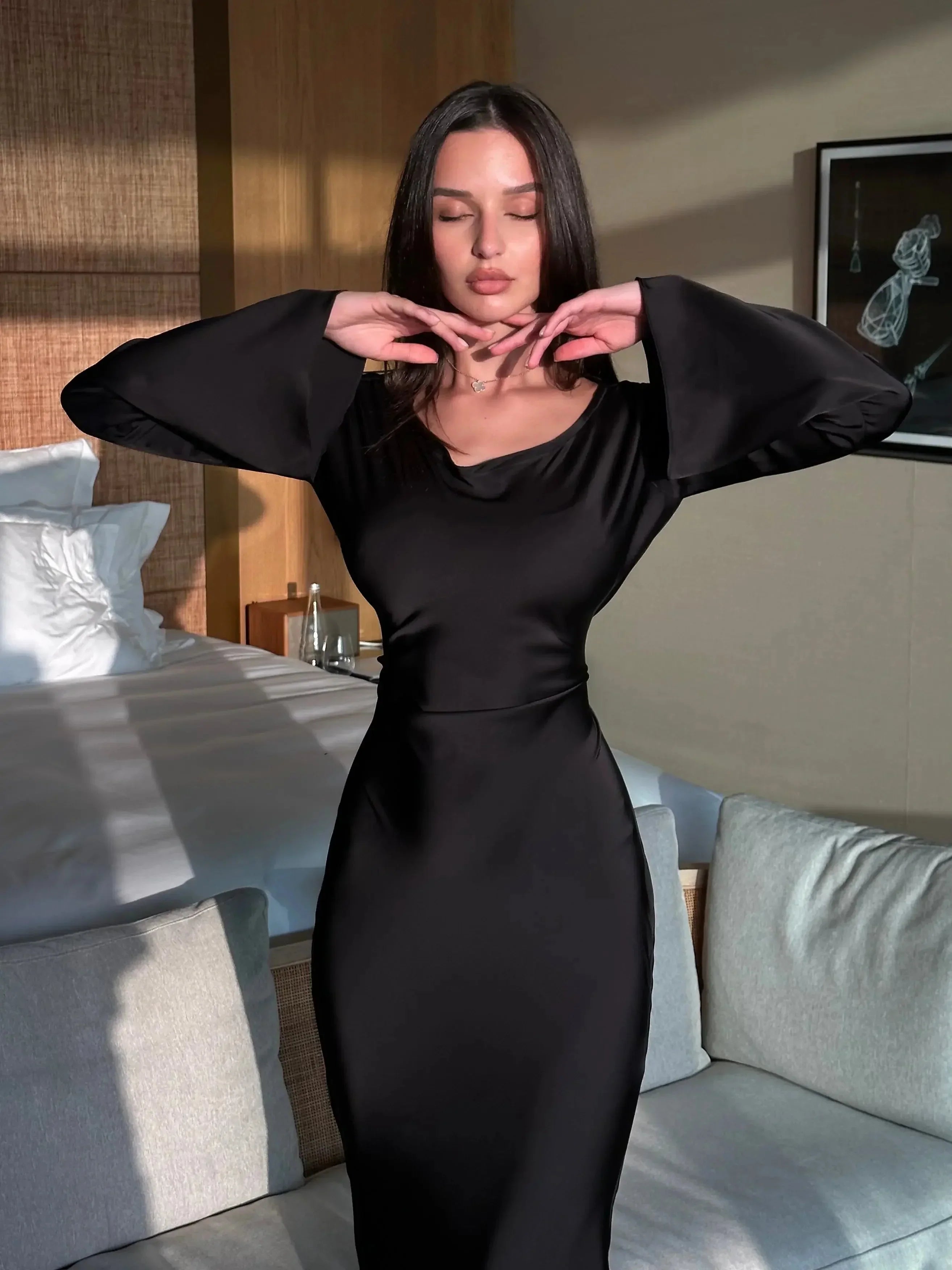Robe Maxi Manches Longues Invitée Mariage 3 Coloris Grande Taille | ROBEMODE