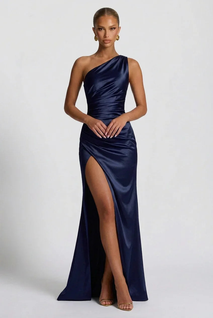 Robe longue satin fendue femme | ROBEMODE