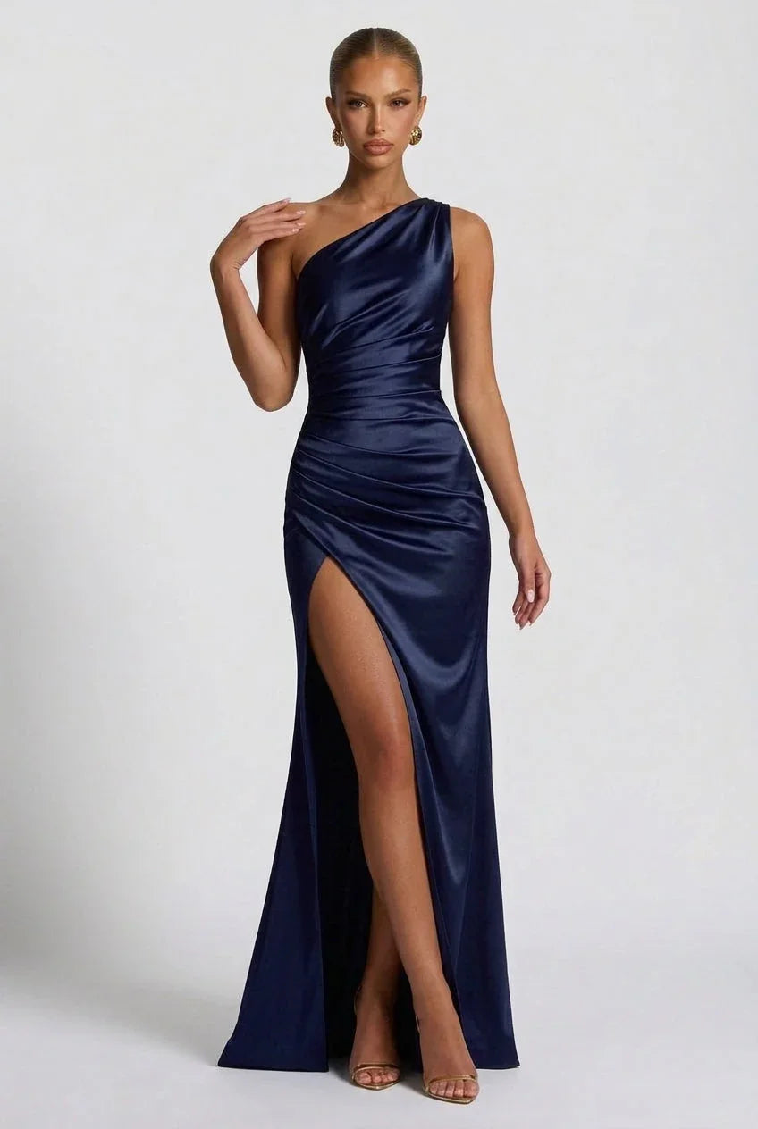Robe longue satin fendue femme | ROBEMODE