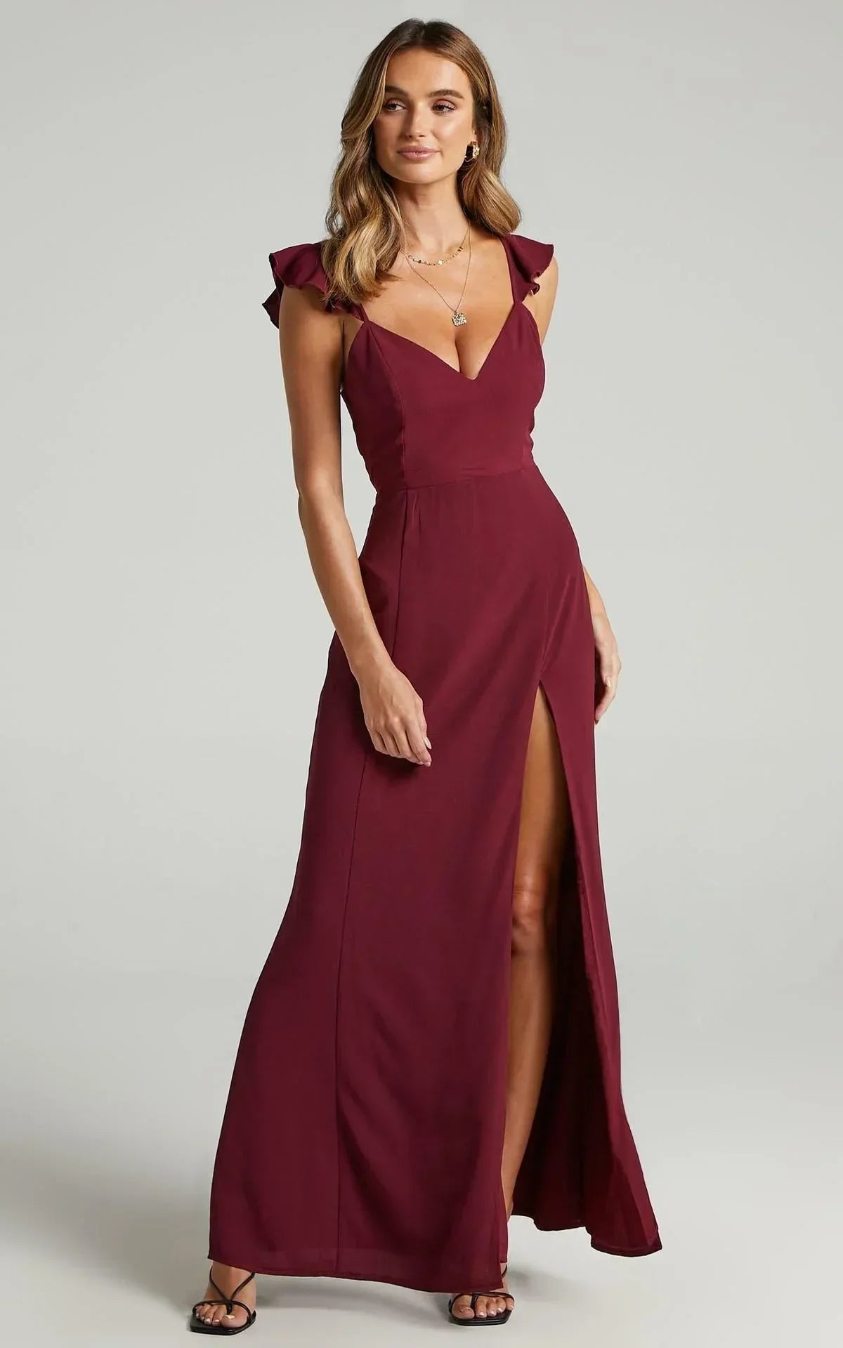 Robe longue soirée épaule nouée avec fente | Coupe féminine + Style élégant + Facile à accessoiriser – ROBEMODE