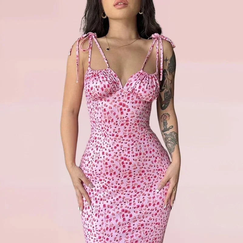 Robe longue femme ajustée à motifs fleuris pour été | Coupe féminine + Style élégant + Facile à accessoiriser – ROBEMODE
