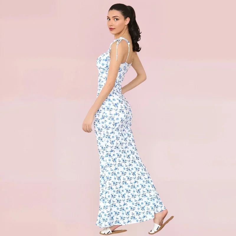 Robe longue femme ajustée à motifs fleuris pour été | Coupe féminine + Style élégant + Facile à accessoiriser – ROBEMODE