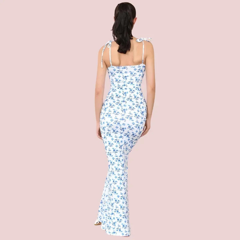 Robe longue femme ajustée à motifs fleuris pour été | Coupe féminine + Style élégant + Facile à accessoiriser – ROBEMODE