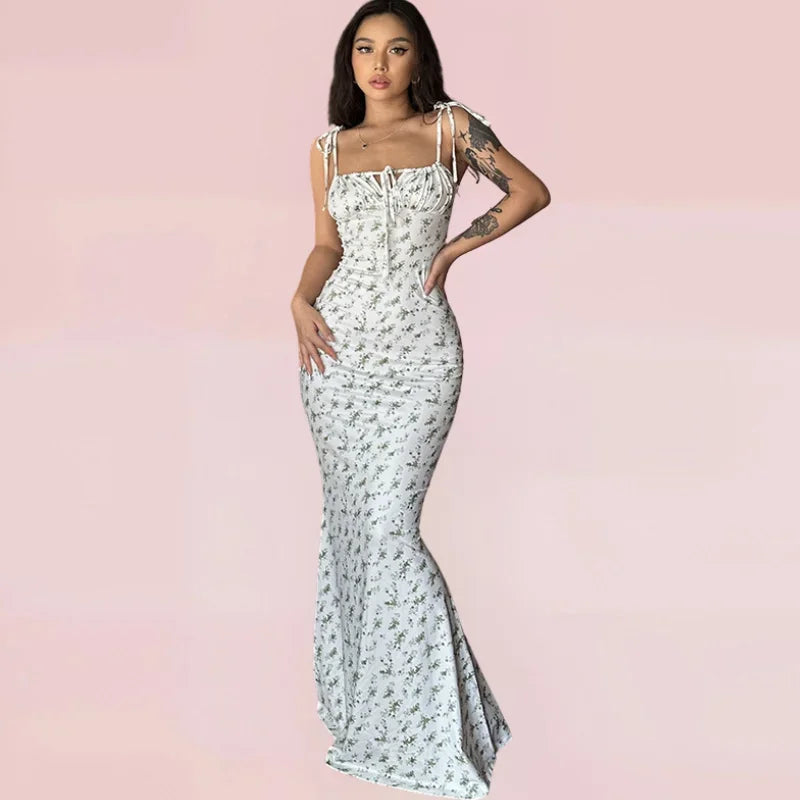 Robe longue femme ajustée à motifs fleuris pour été | Coupe féminine + Style élégant + Facile à accessoiriser – ROBEMODE